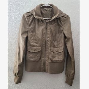 Ashley by 26 international brown faux leather hooded jacket size medium